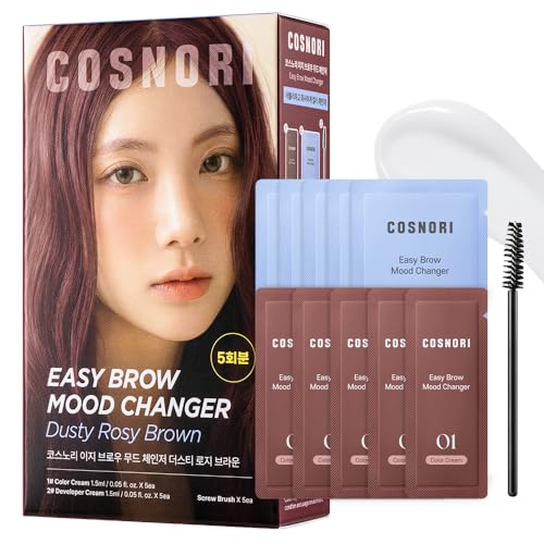 Easy Brow Tinting Kit with Dusty Rosy Brown - At-Home Eyebrow Color Set, 5 Applications