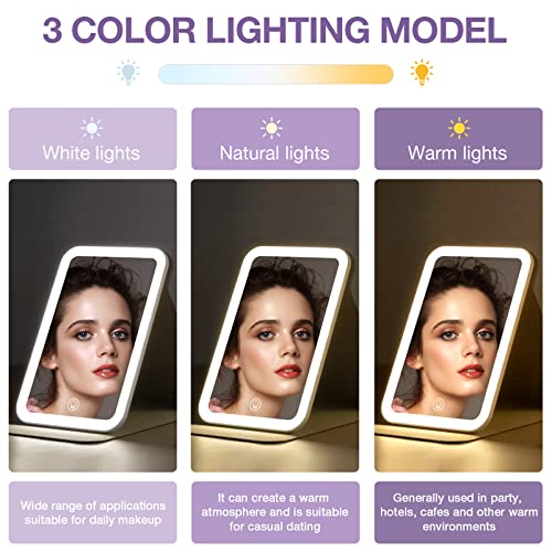 Kintion Portable LED Lighted Folding Travel Makeup Mirror - Black