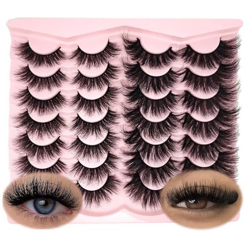 25mm Lashes Mink Fluffy Lashes Wispy C Curl Faux Mink 3D Strip Long Dramatic Eyelashes Pack (6930)