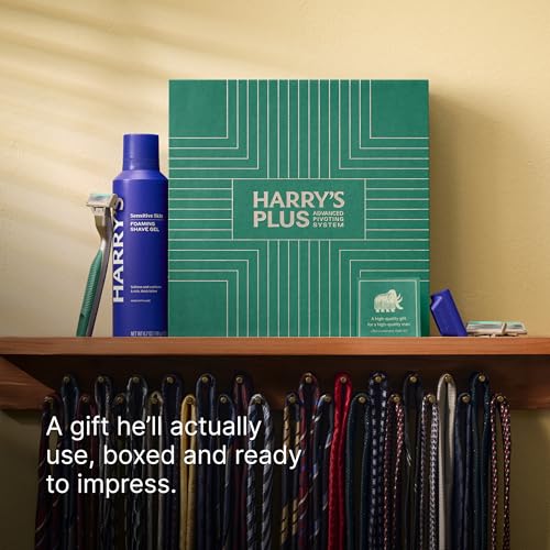 Harry's Plus Shaving Gift Set for Men - Premium Razor & Shave Gel Kit