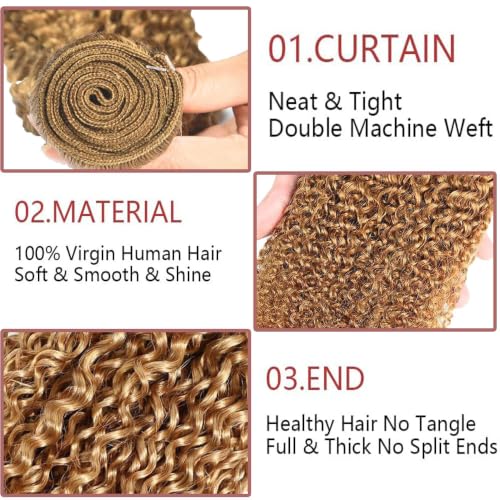 Honey Blonde Jerry Curly Human Hair Bundle 24 Inch - Unprocessed Brazilian Virgin Hair
