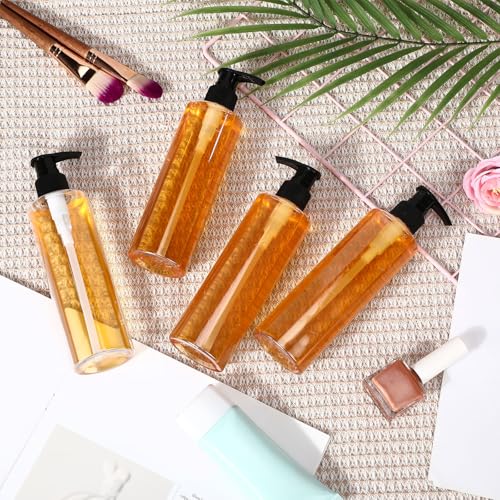 Thyle 20 Pcs Plastic Pump Dispenser Bottle 8 oz Refillable Plastic Bottles Bulk Lotion Container Travel Lock Empty container for Shampoo Massage Oil Dispensing (Clear)