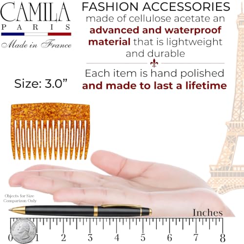 French Twist Hair Side Comb - Amber Small 3-Inch French Hair Clips for Women