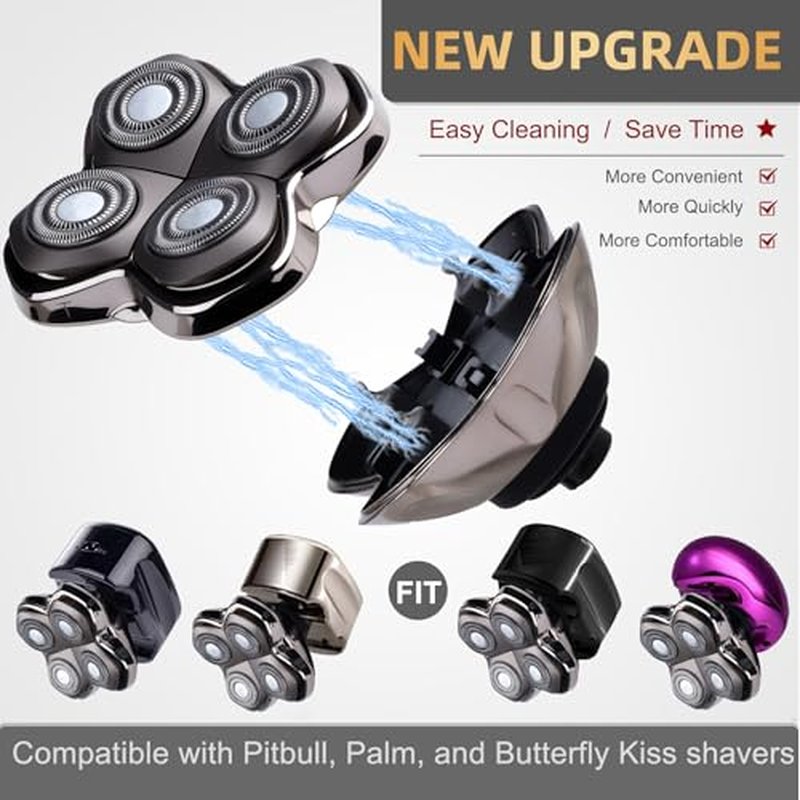 2Pack Pro 4 Shaver Replacement Heads Compatible with Skull Pitbulls Gold PRO, Silver PRO, Platinum PRO Head Shavers, Electric Shaver Half Head for Men/Women (2 PACK FOUTE)