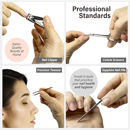 Black Solingen Manicure & Pedicure Set for Men & Women with Travel Case