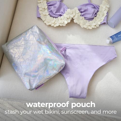 Iridescent Crinkle Makeup Bag - Water-Proof Tyvek Cosmetic Organizer
