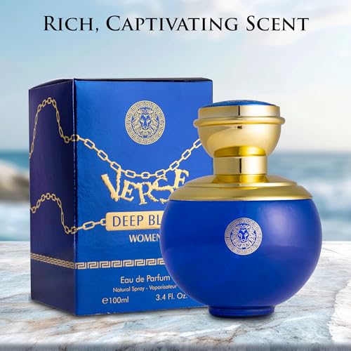 NovoGlow Verse Deep Blue Women's Perfume 3.4oz Floral Fruity Woody - Rose Jasmine Apple