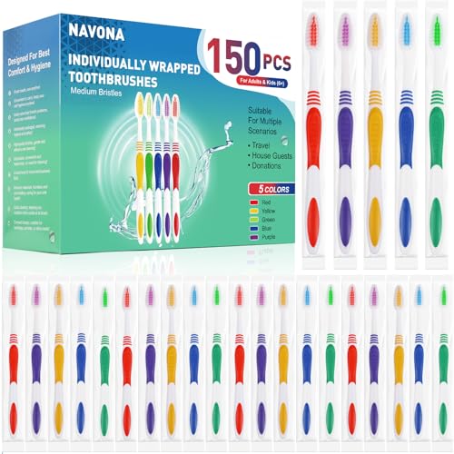 150 Count Disposable Kids Toothbrush Pack - Soft Bristles, Travel & Hotel Use