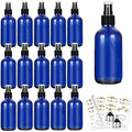 CycleMore Blue Glass Spray Bottles 16 Pack, 4oz Fine Mist Reusable Travel