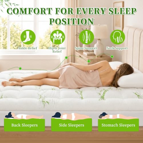 Queen Mattress Topper Plush Pillow Top Mattress Pad for Pressure Relief