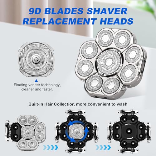 9D Electric Razor Replacement Heads for Men - 2 Pack S9D Variation