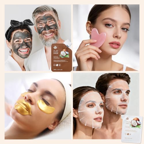 Home Spa Gift Basket Set with Skin Care Masks & Body Products for Women & Men