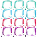 12 Pcs Vivid Color Clear Cosmetic Makeup Bags Bulk with Zipper Tsa Approved Toiletry Bag for Travel Transparent PVC Waterproof Carry Pouches Organizer Case for Men Women