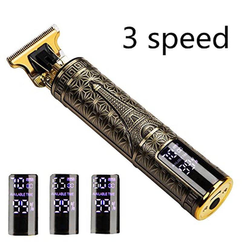 Hair Clippers for Men, Zero Gapped T-Blade Hair Trimmer with 3 Speed Adjustment LED Display, Rechargeable Cordless Grooming Kit for Men