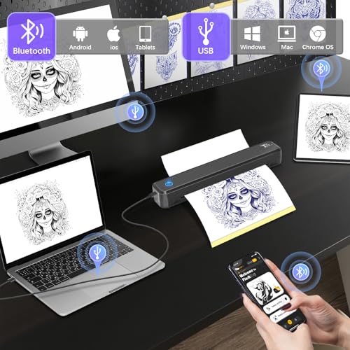 Portable Wireless Bluetooth Tattoo Stencil Printer - Compact & Rechargeable