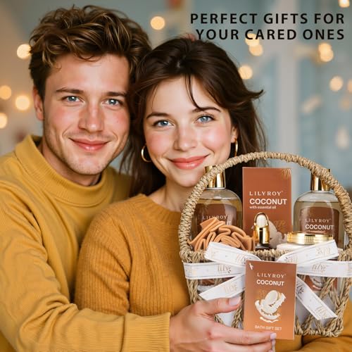 Coconut Sweety Spa Gift Set - 7-Piece Moisturizing Basket for Women & Men