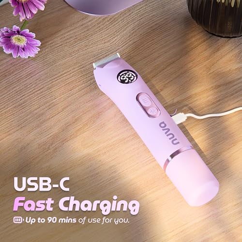NUVA 4-in-1 Bikini Trimmer for Women | Painless Electric Razors & Shavers with Interchangeable Heads | Cordless Body & Facial Hair Trimmer with Ceramic Blade, IPX7 Waterproof and USB Rechargeable