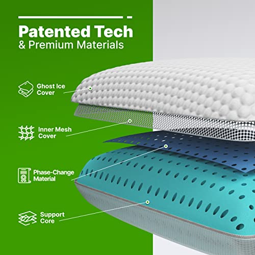 GhostBed Firm Cooling Memory Foam Pillow - Standard Size, Ventilated, Washable Cover - Ideal for All Sleepers - Variation 1