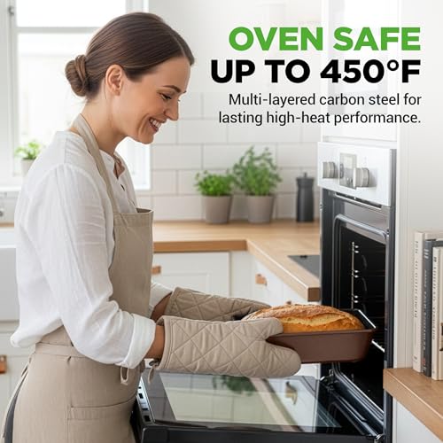 Nonstick Stackable Bakeware Set Brown 8-Piece Oven Safe Baking Tray
