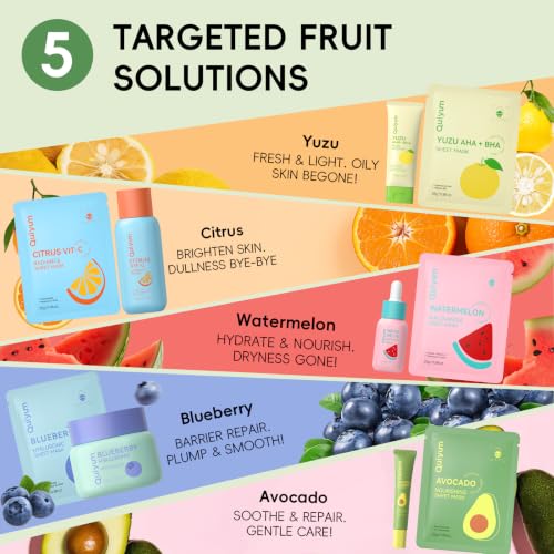 Fruit Skin Care Sets 10 Pcs - Complete Skincare Routine for Women, Hydrating & Nourishing