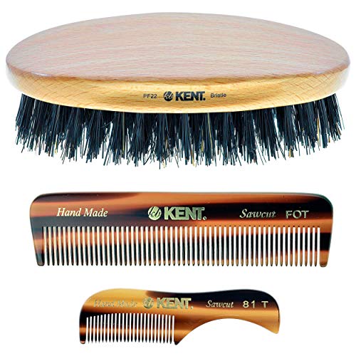 3-Piece Beard Grooming Kit - Small Comb & Hair Brush Set for Travel & Home