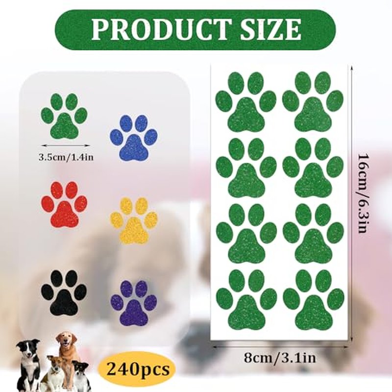 30 sheets 240pcs Dog Paw Glitter Temporary Tattoos, Paw Print Tattoo Face Tattoos Sticker Dog Paw Body Tattoos for Women Girls Face Body Accessories