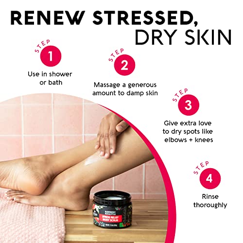 Elderberry Eucalyptus Stress Relief Body Scrub - Gently Exfoliate & Nourish Skin, 11.3 oz (2 Pack) - Natural Shea & Avocado Oil