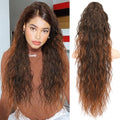 Isaic 30 Inch Omber Medium Auburn Claw Clip Ponytail Extension - Wavy Synthetic Hairpiece for Thin Hair