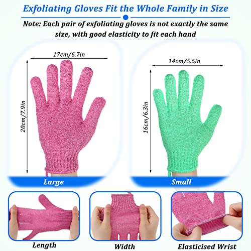 72 Pairs Exfoliating Shower Gloves Double Sided Body Scrub Gloves with Hanging Loop