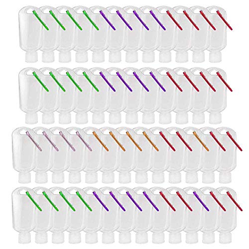 50PCS Travel Refillable Clear Plastic Keychain Bottles - Leakproof 50ml/1.7oz