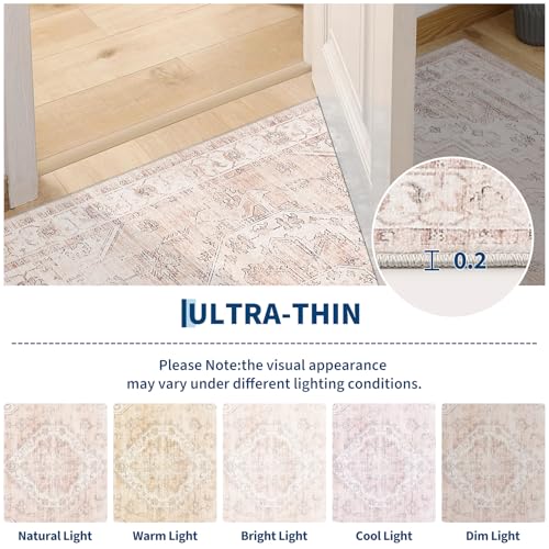 Garvee Pink Boho Area Rug 8x10 for Living Room & Bedroom - Distressed Medallion Pattern