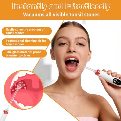 Electric Tonsil Stone Remover Vacuum Kit with Magnifier LED Light & Cleaning Tools