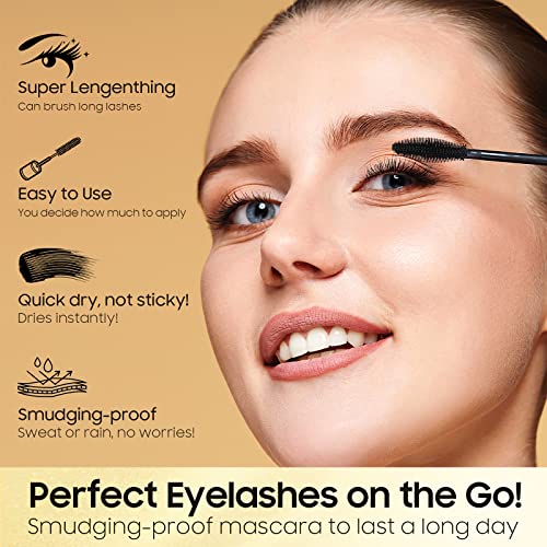 Volume and Length Liquid Mascara - Waterproof and Sweat Resistant Black Mascara Curling Eyelashes and Fast Dry, No Flaking and No Clumping, Cruelty Free, Create Dramatic Lashes (Black)
