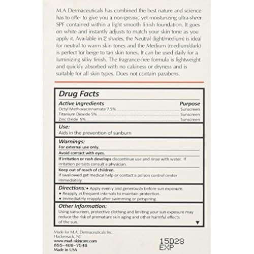 M.A.D SKINCARE SOLAR PROTECTION: Photo Guard SPF 50 Self-Adjusting Foundation Serum: Neutral - 30g