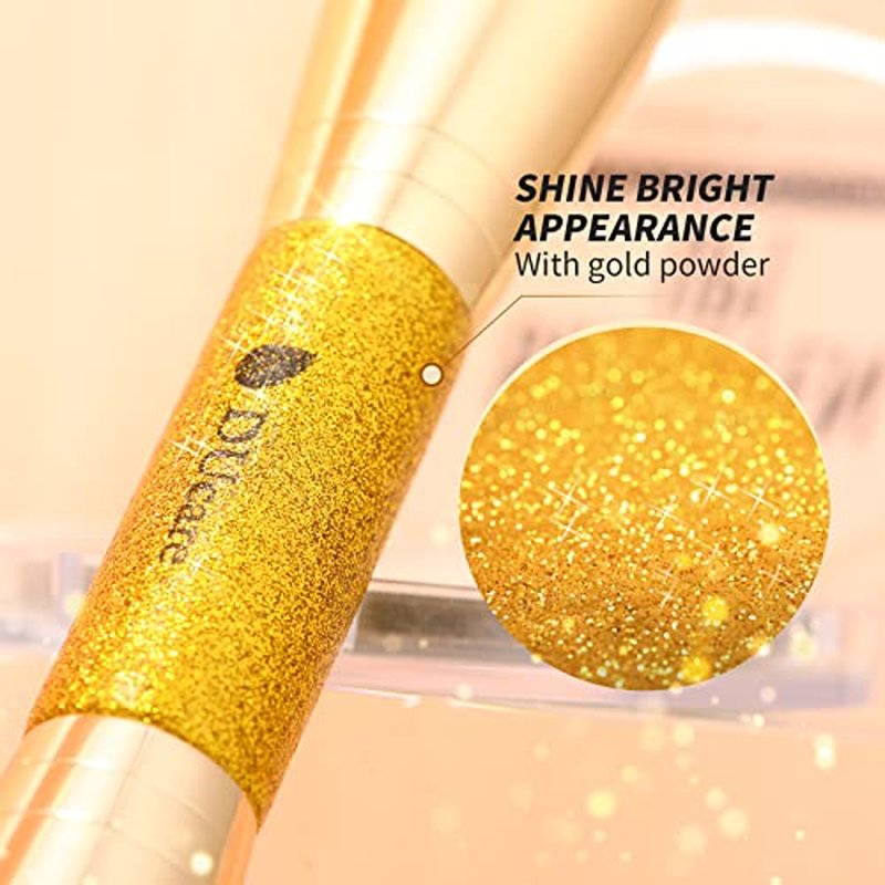DUcare Gold Foundation, Concealer & Blusher Brush Set - Soft Synthetic Bristles - Angled Flat, Concealer, Blusher - Face Makeup Brush Set
