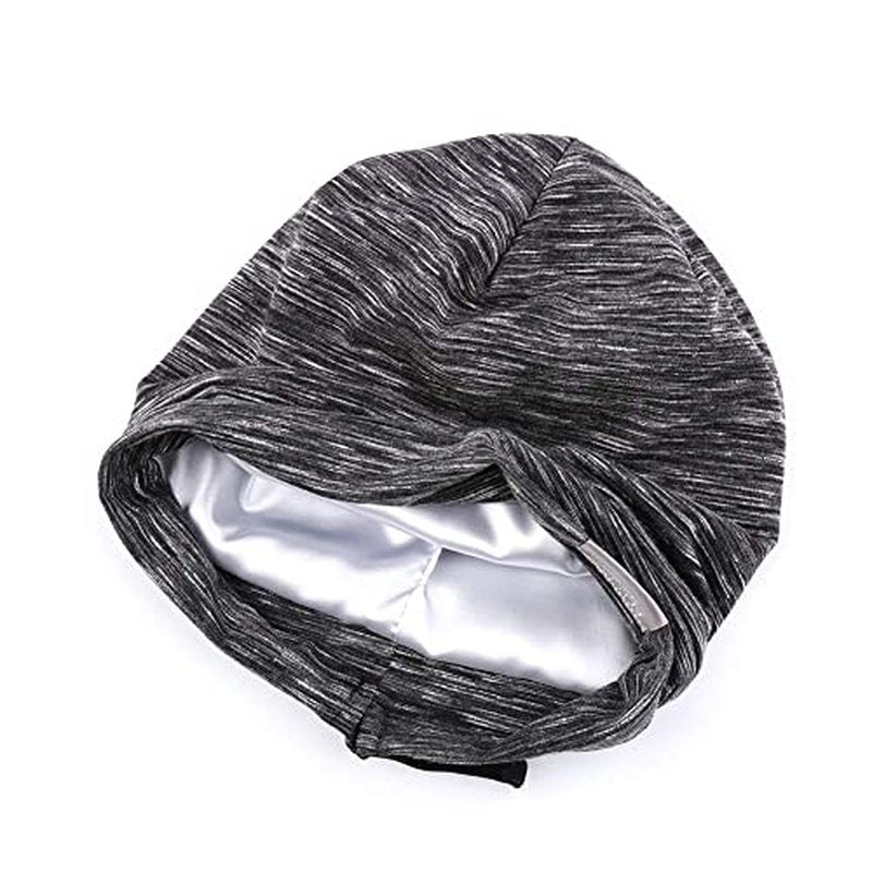 Kids Beanie Sleep Hats Bonnet for Night Sleeping Cap Silky Lined Satin Bonnet with Adjustable Elastic Band for Teens Toddler Child Natural Curly Frizzy Hair Cover(Grey Pale)