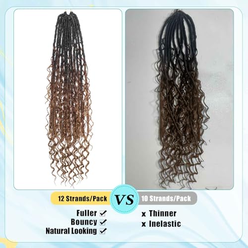 18 Inch Boho Soft Locs Crochet Hair - 8 Packs Goddess Faux Locs with Curly Ends - Natural Bohemian Style for Black Women 1B/30/27#