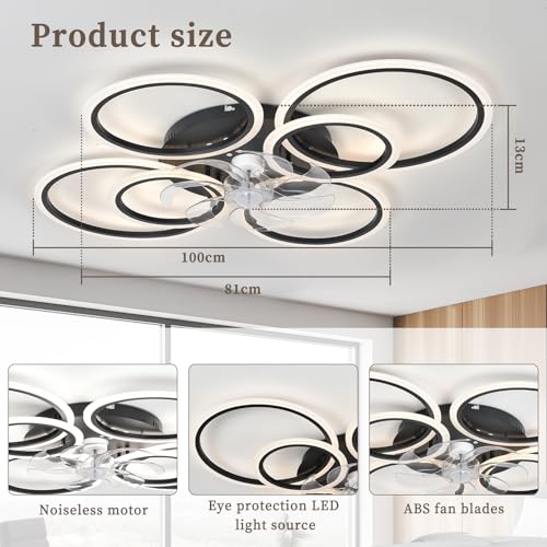 Black 39.9in LED Dimmable Ceiling Fan with Remote & Reversible Motor