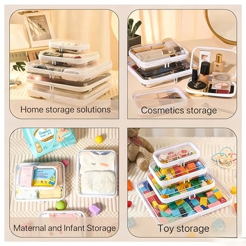 Clear Hard Shell Zipper Case, Clear Zipper Pouches for Travel, Toiletries, Makeup, Electronics & Pencils£¨5Pcs, Medium£©