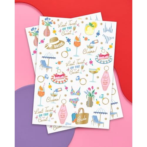 xo, Fetti Last Toast On The Coast Bachelorette Temporary Tattoos - 50 Styles | Beach Bach Party Decoration, Nautical Bridesmaid Favor, Coastal Bride To Be Accessory