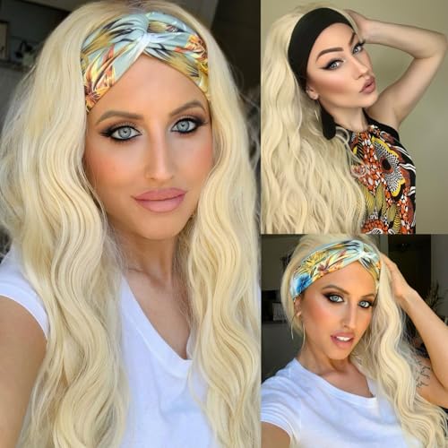 Blonde Synthetic Body Wave Wig with Headband - 26 Inch