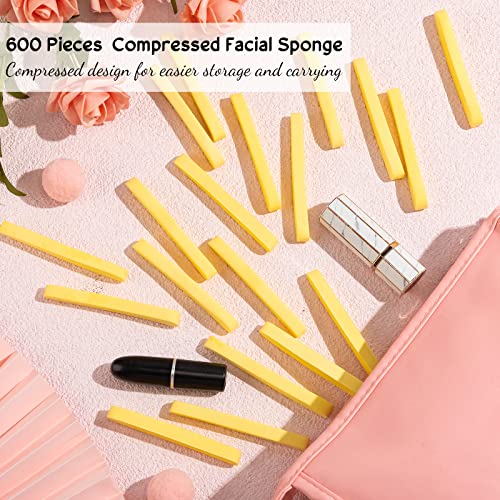 Foaincore 600 Pieces Compressed Facial Sponge Round Facial Sponge for Estheticians Face Sponges for Cleansing Makeup Removal Wash Pads Disposable Sponges for Women Spa Exfoliating Cleansing(Yellow)