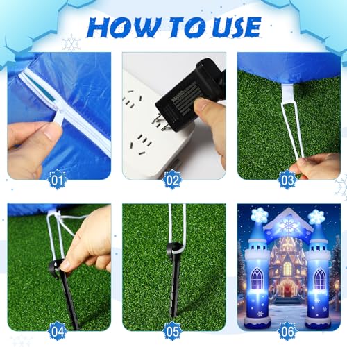 10 ft Inflatable Snow Castle Archway with LED Lights | Winter Wonderland Decor