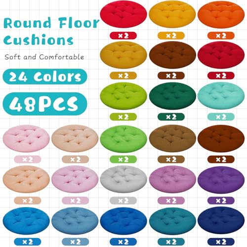 48 Pack Round Floor Pillows 15.7 Inch Flexible Seating Cushions for Home & Classroom
