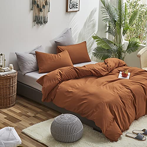 Pumpkin Color Queen Comforter Set - Rust Microfiber Bedding with Pillowcases