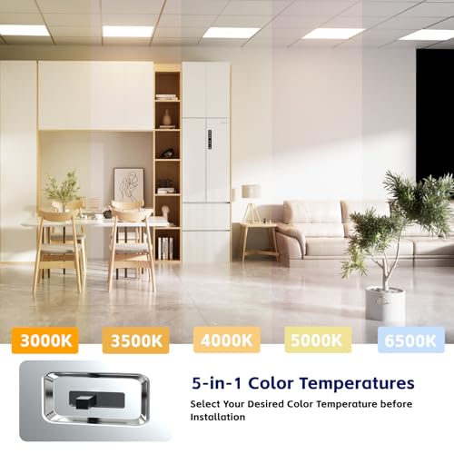 2x2 LED Flat Panel Light 5CCT Selectable Drop Ceiling Fixture 4 Pack
