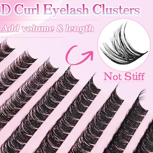 Natural Wispy Lash Clusters 9-14MM D Curl Cluster Eyelash Extensions Soft Eyelash Clusters,9mm 10mm 12mm 14mm False Eyelashes 120pcs Lash Clusters