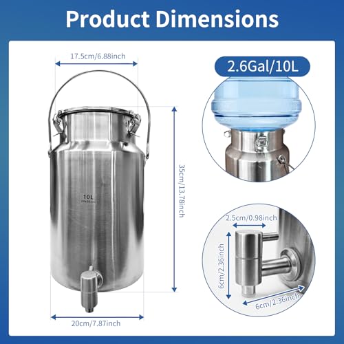 2.6 Gallon Stainless Steel Water Dispenser with Spigot & Airtight Lid