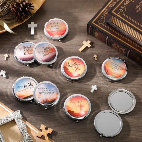 RattanView 36 Pcs Christian Compact Mirrors Gifts for Women Bulk Religious Pocket Mirror with Bible Verse Inspirational Scripture Quote Church Gifts for Ladies Church VBS Sunday School
