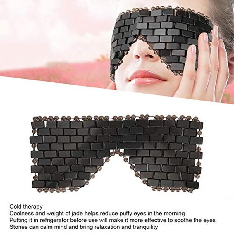 Jade Stone Eye Mask, Cooling Eye Mask Sleep Masks Eye Treatment for Puffy Eyes Dark Circles Jade Mask for Sleeping Masks Soothe Eye Fatigue(Obsidian)